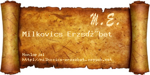 Milkovics Erzsébet névjegykártya